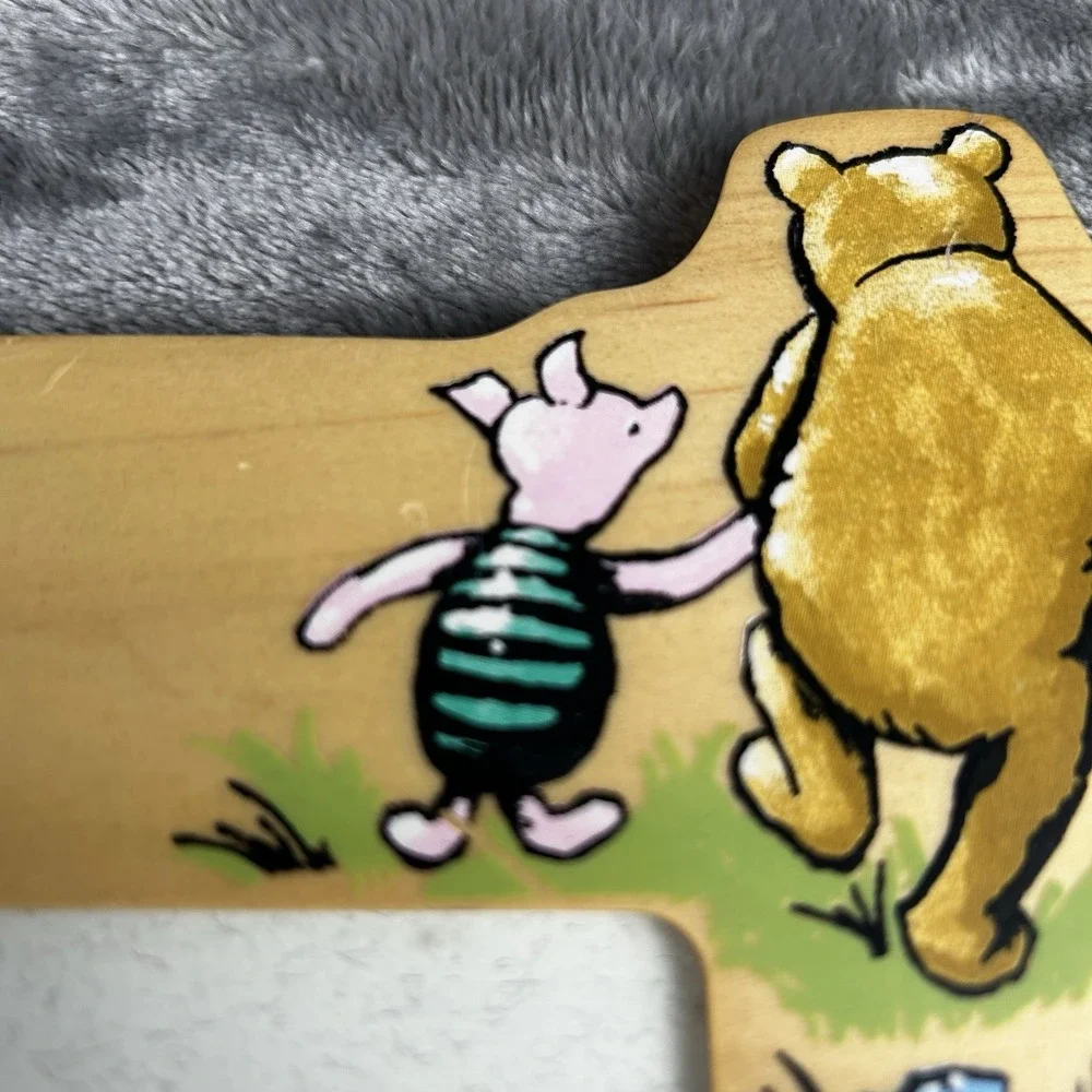 Vintage Disney Classic Pooh Baby My First Steps Picture Frame Wooden Easel Back